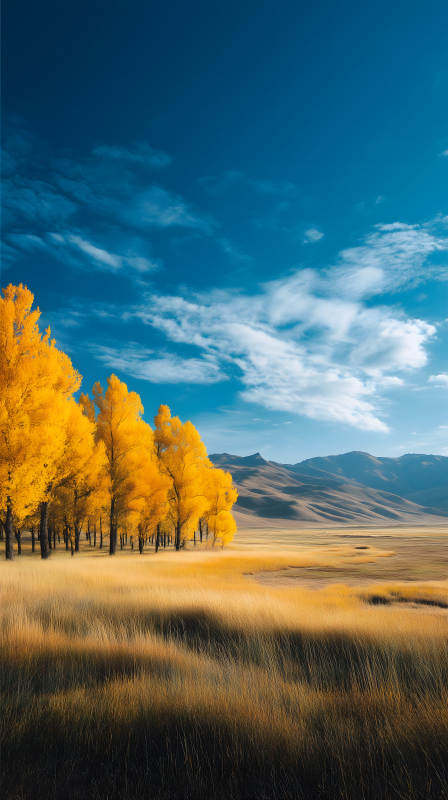 金色秋日风景画图片