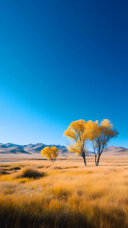 金黄秋色映蓝天图片