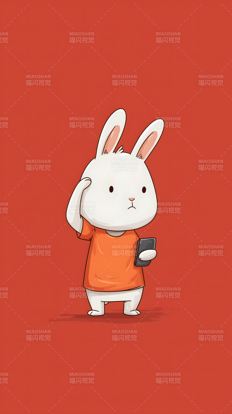 兔子疑惑玩手机图片