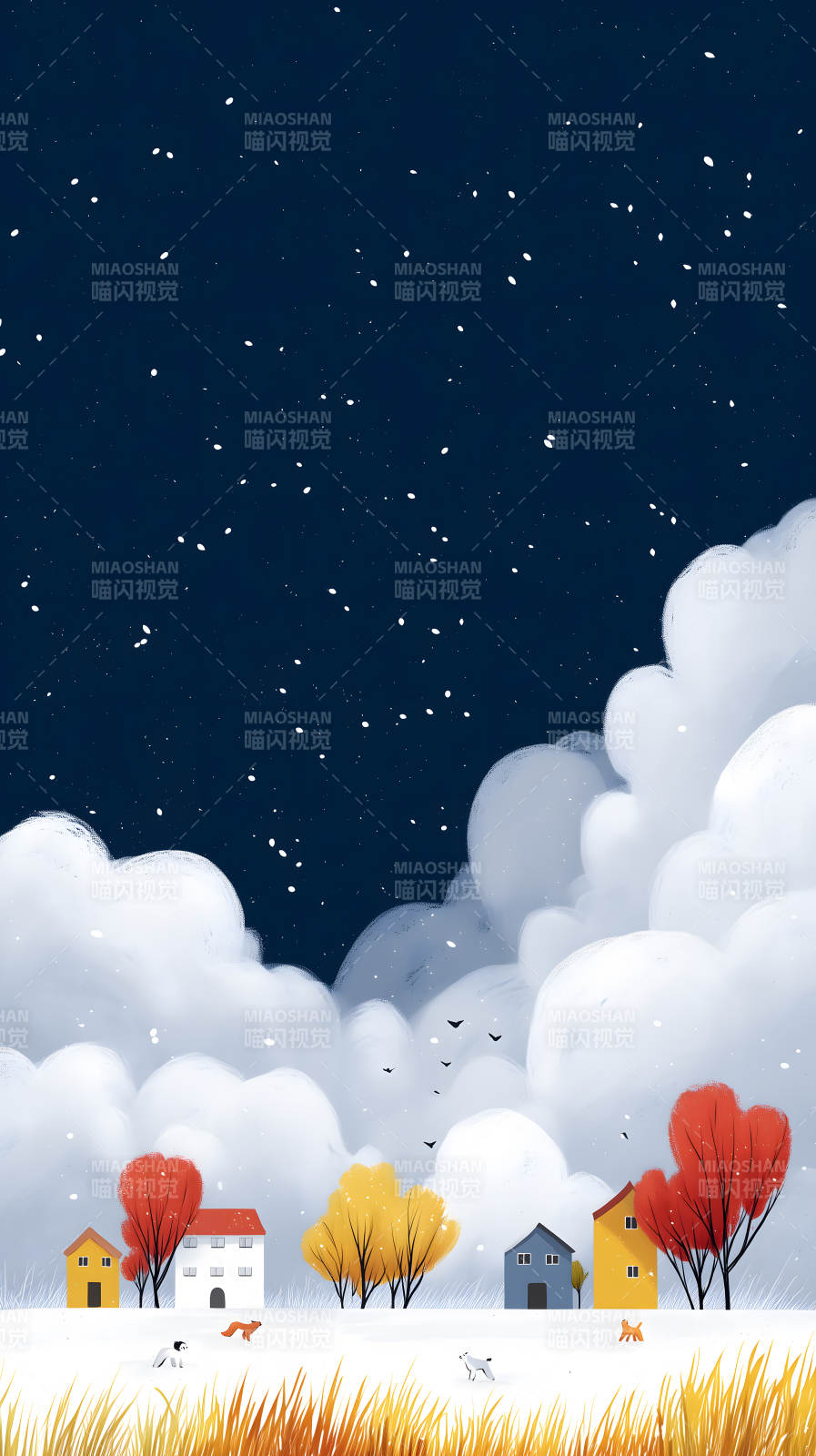 冬日童话小屋风景图片