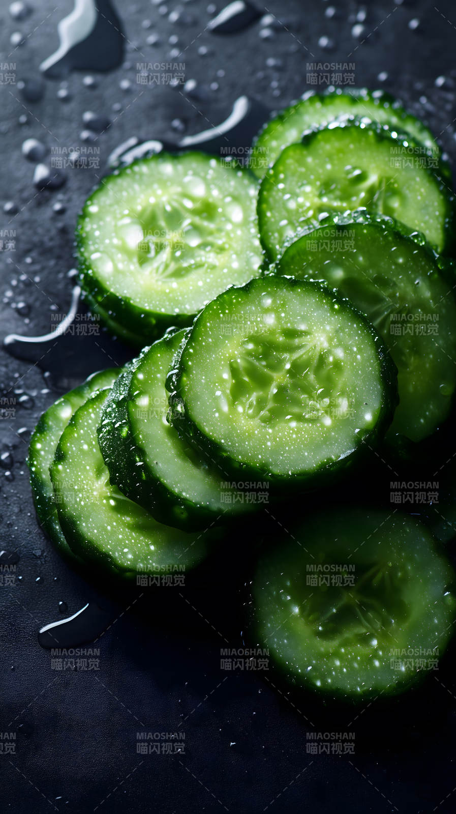 鲜嫩黄瓜切片特写图片