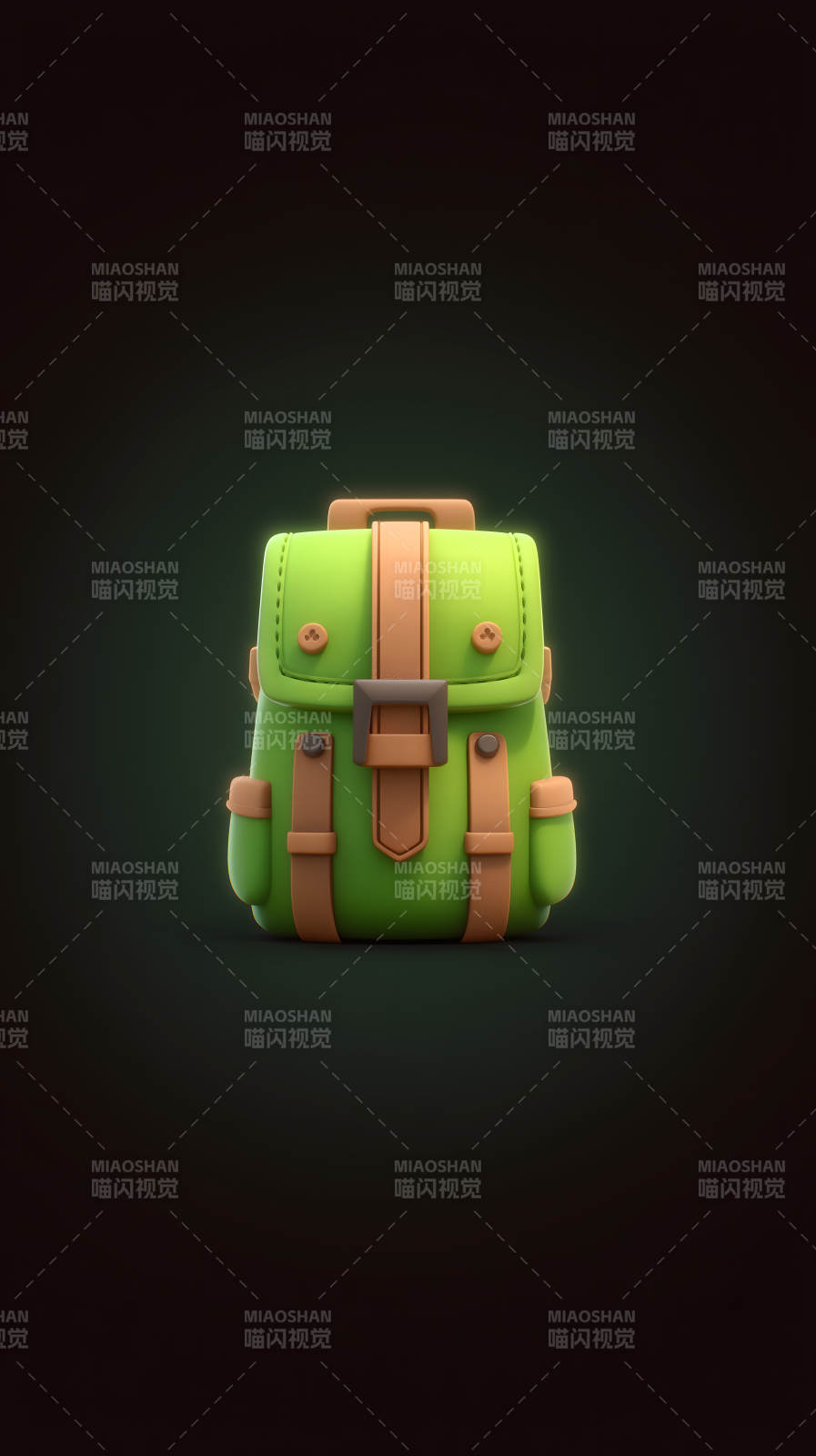 卡通绿色背包特写图片