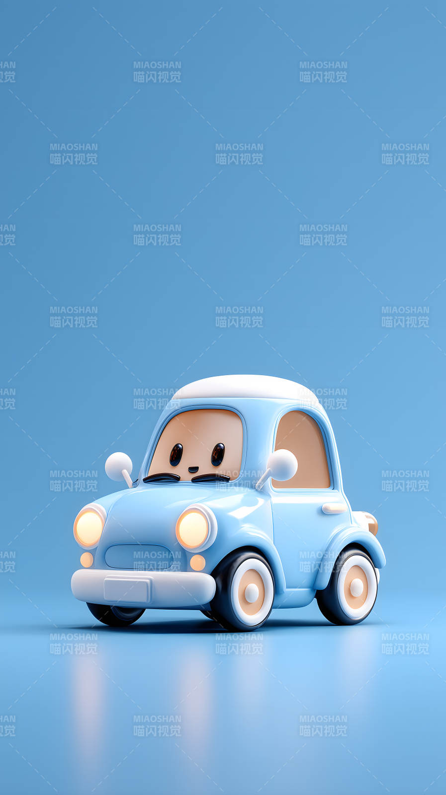 卡通蓝车可爱萌图片