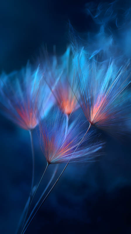 梦幻蒲公英蓝色光晕图片