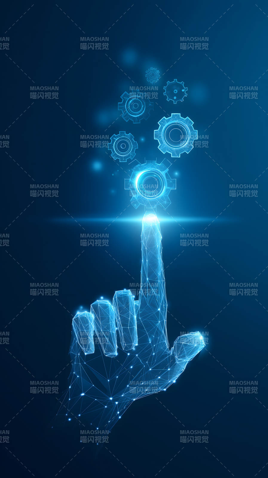 科技手触摸齿轮图片