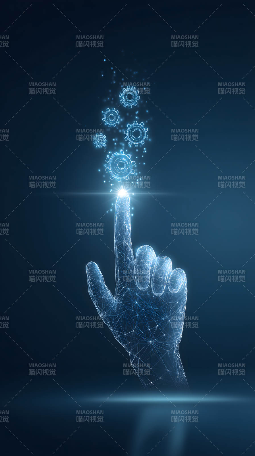 科技手势触碰齿轮图片
