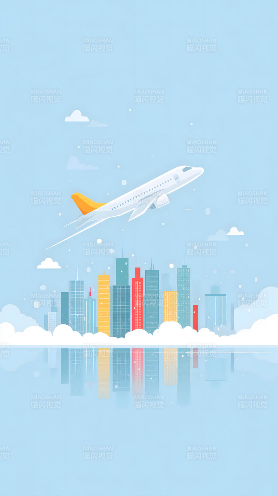 飞机城市上空飞翔图片