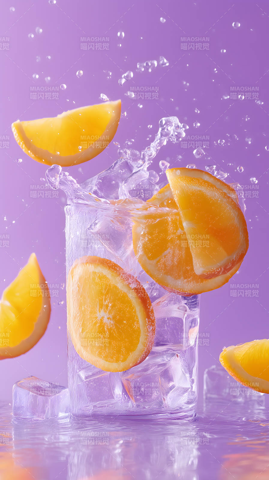 橙子冰饮清爽飞溅图片
