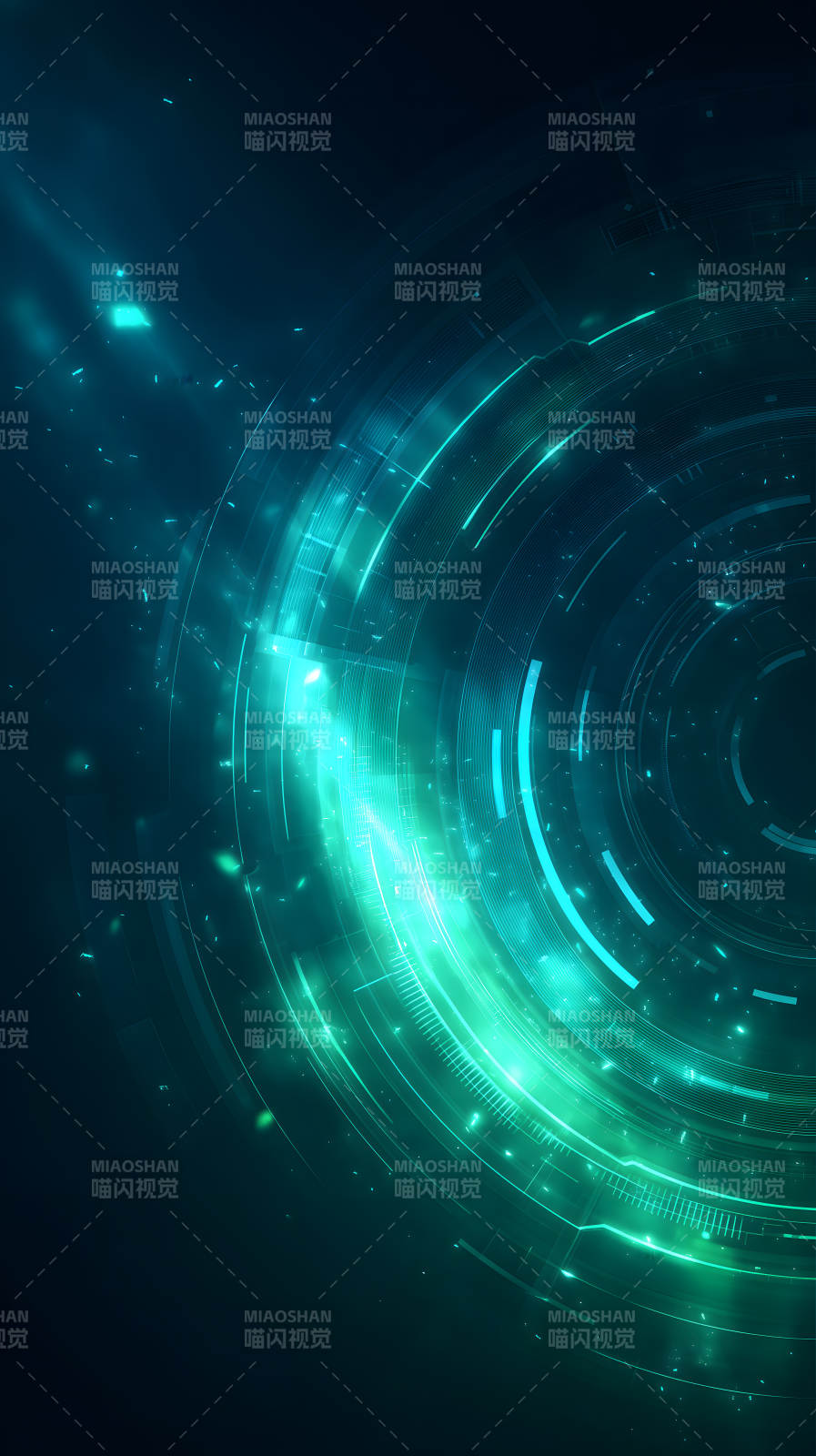 科技感十足的蓝色光环图片