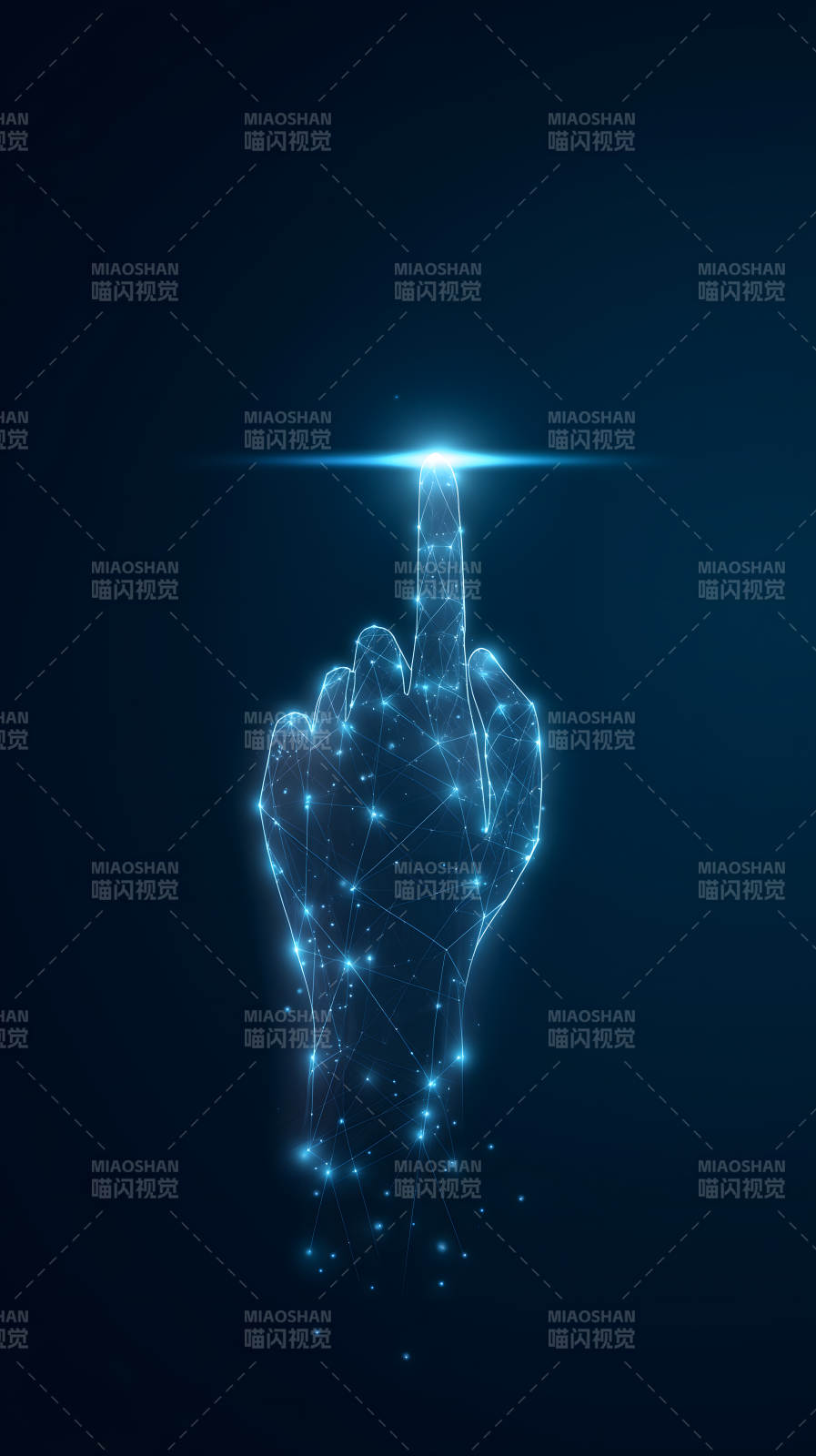 数字手触碰科技光芒图片