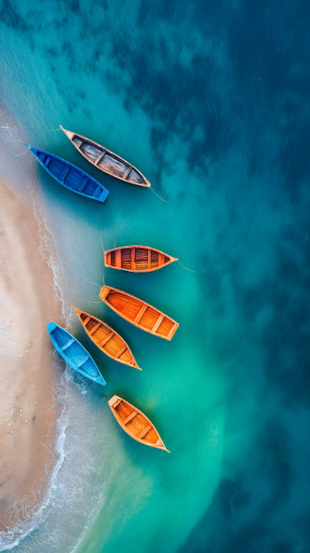 海滩小舟一览图片