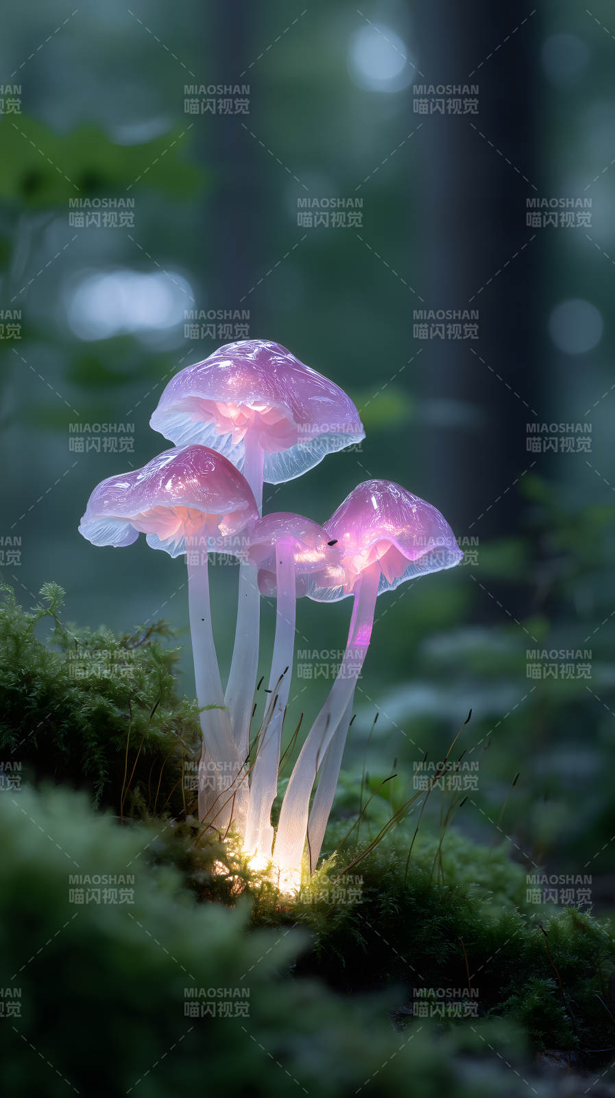 梦幻发光蘑菇森林图片