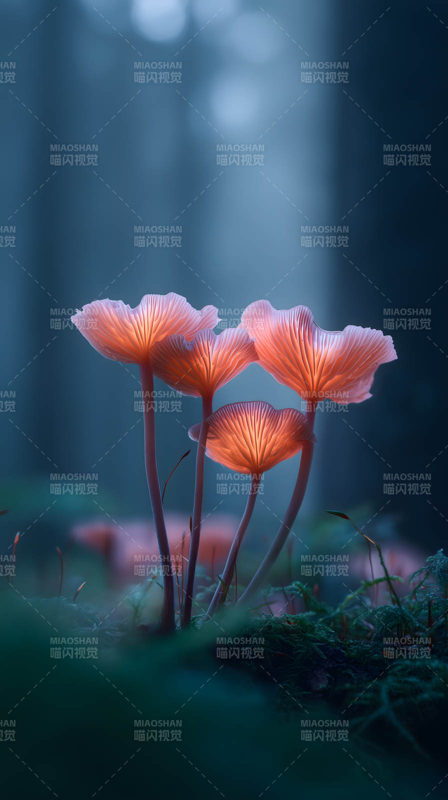 发光蘑菇森林幽静之美图片