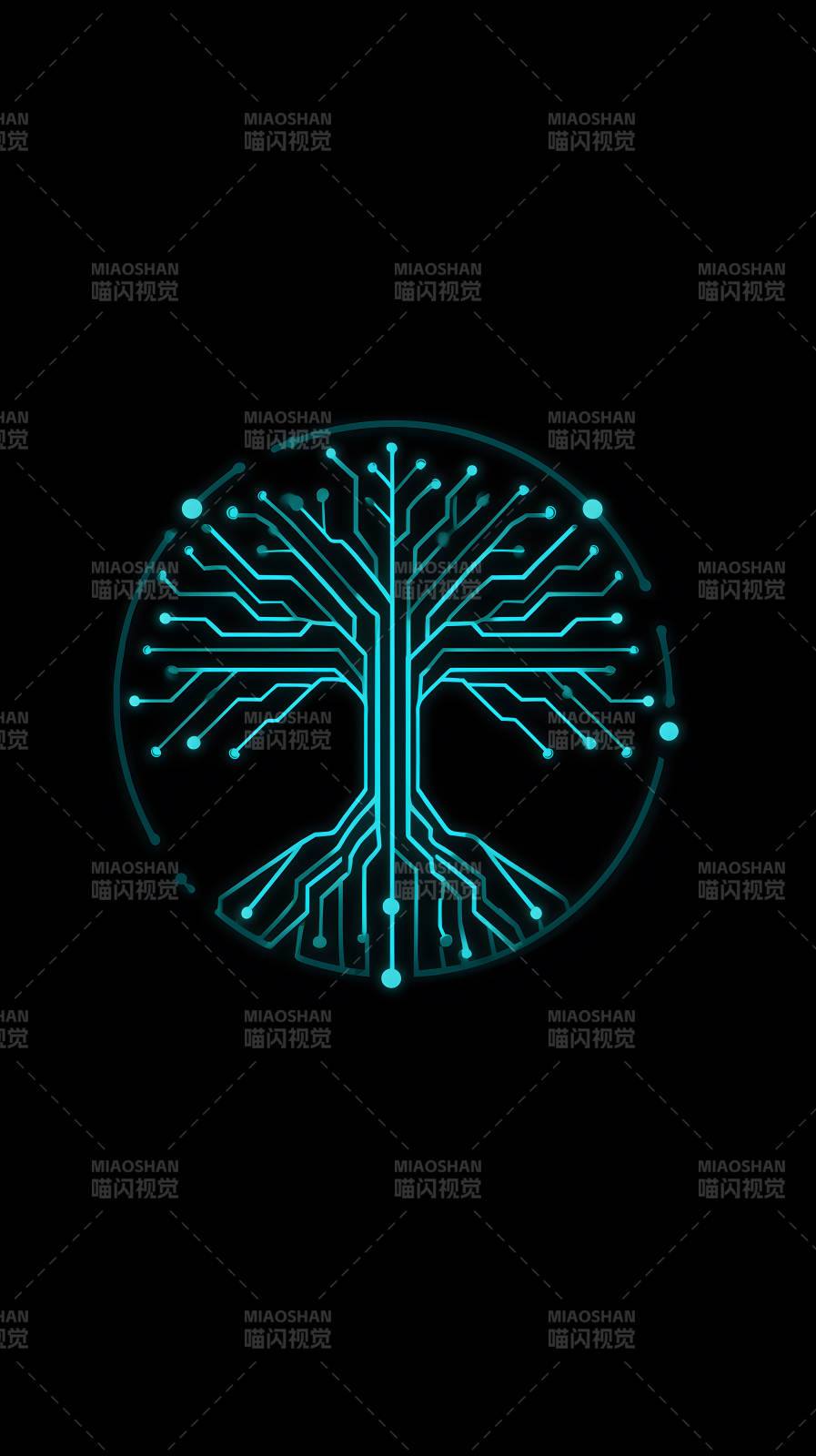 电路树蓝光发光图片