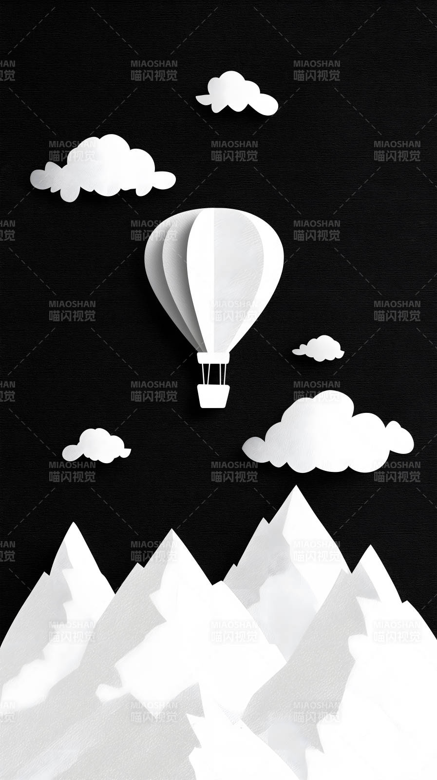 纸艺热气球飞越群山图片