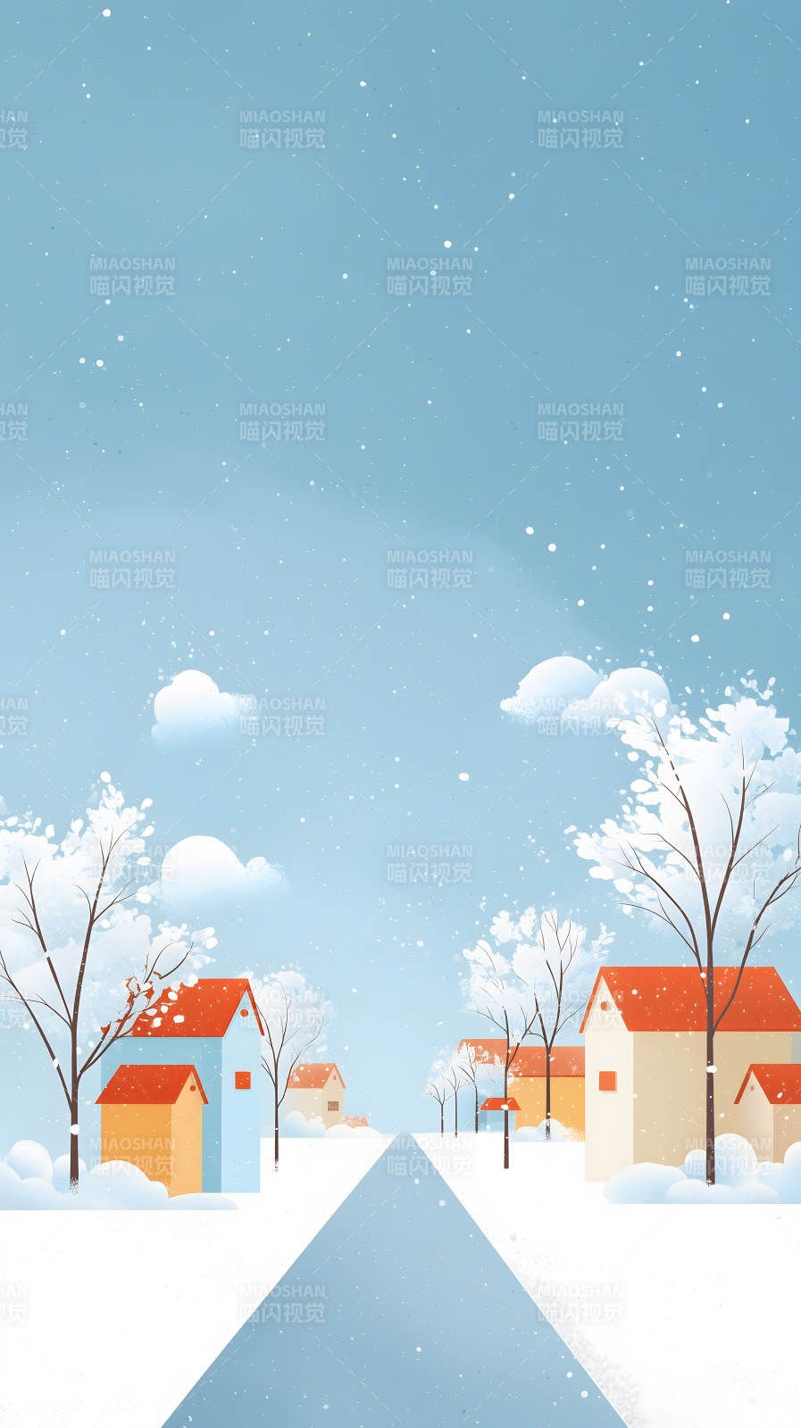 雪景小镇冬日暖阳图片