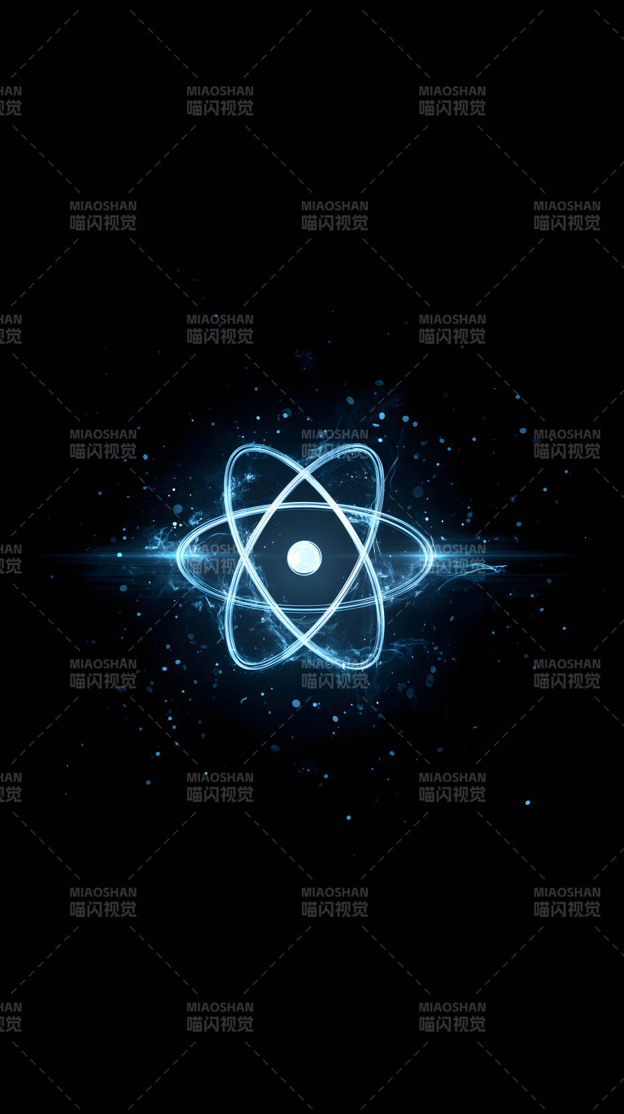原子结构蓝色光效科技感十足图片