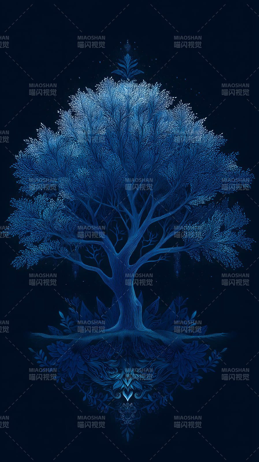 蓝色梦幻树图片