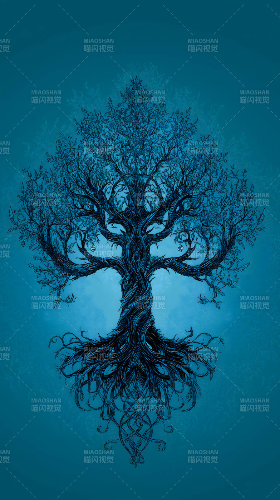 蓝色树图腾图片
