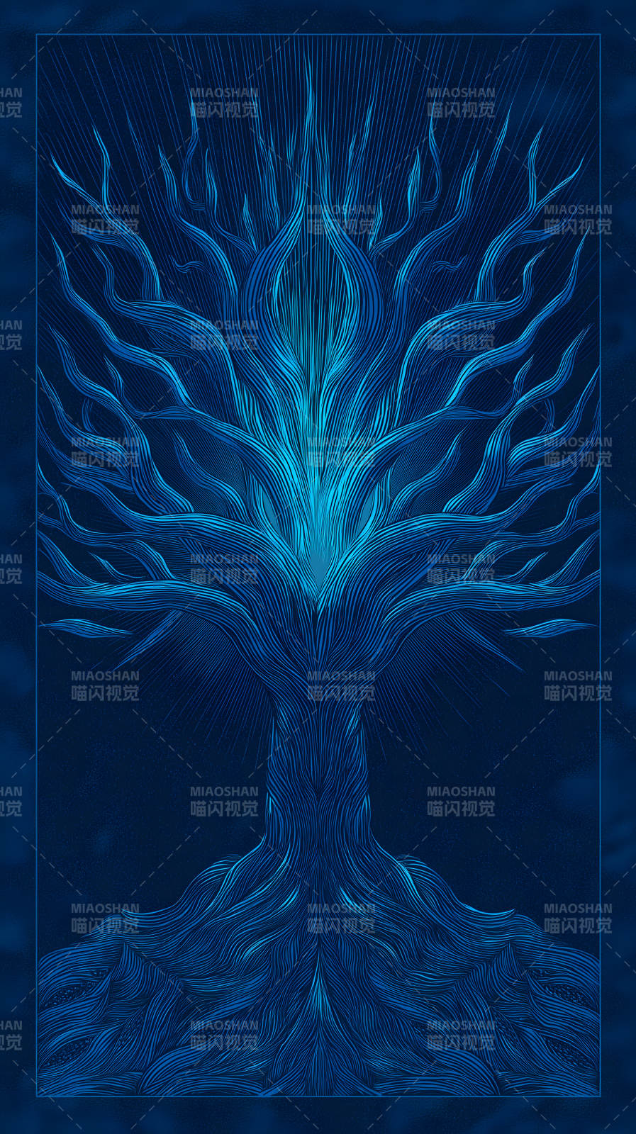 蓝色的树木纹艺术图片