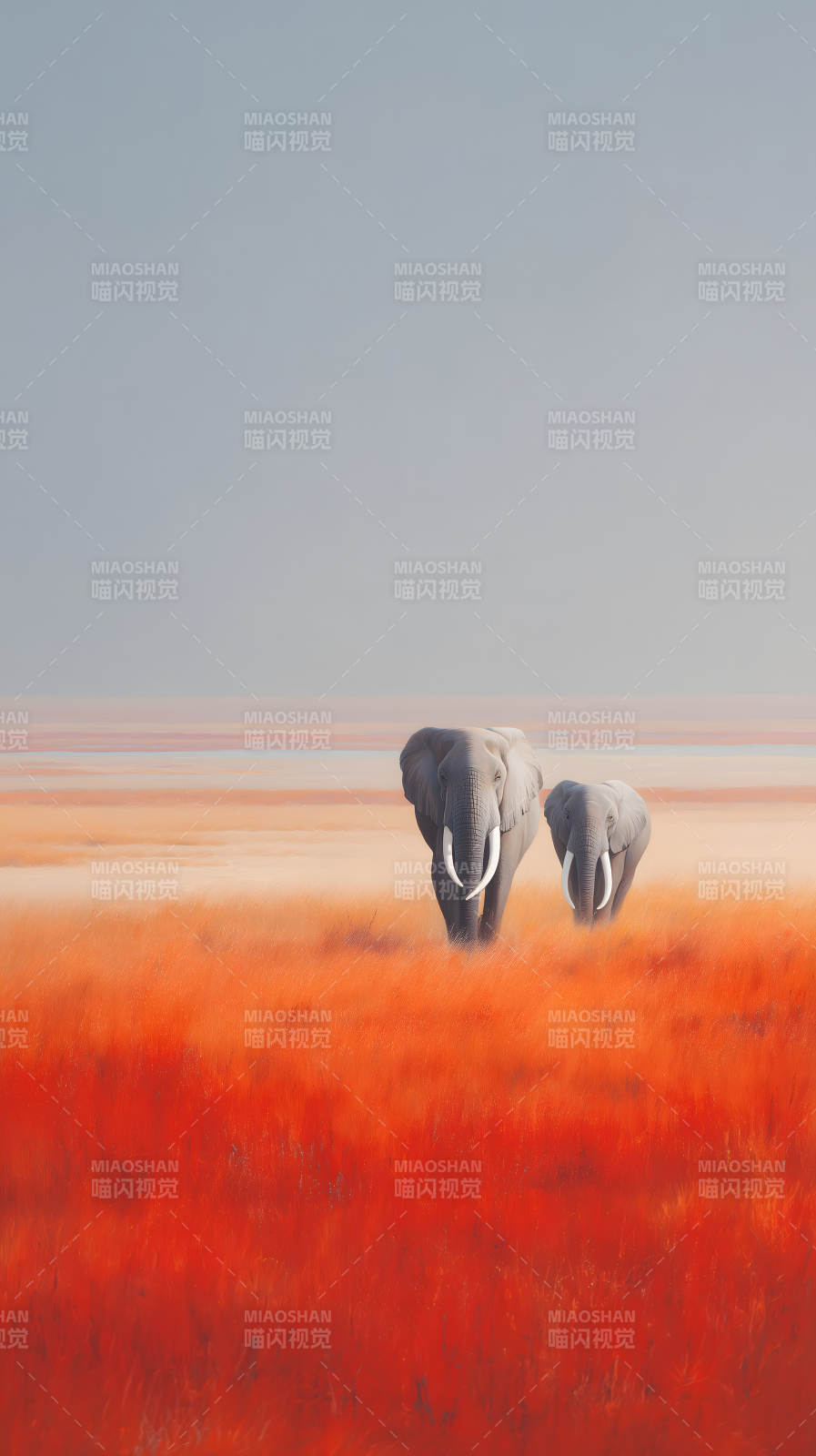 夕阳下的非洲象图片