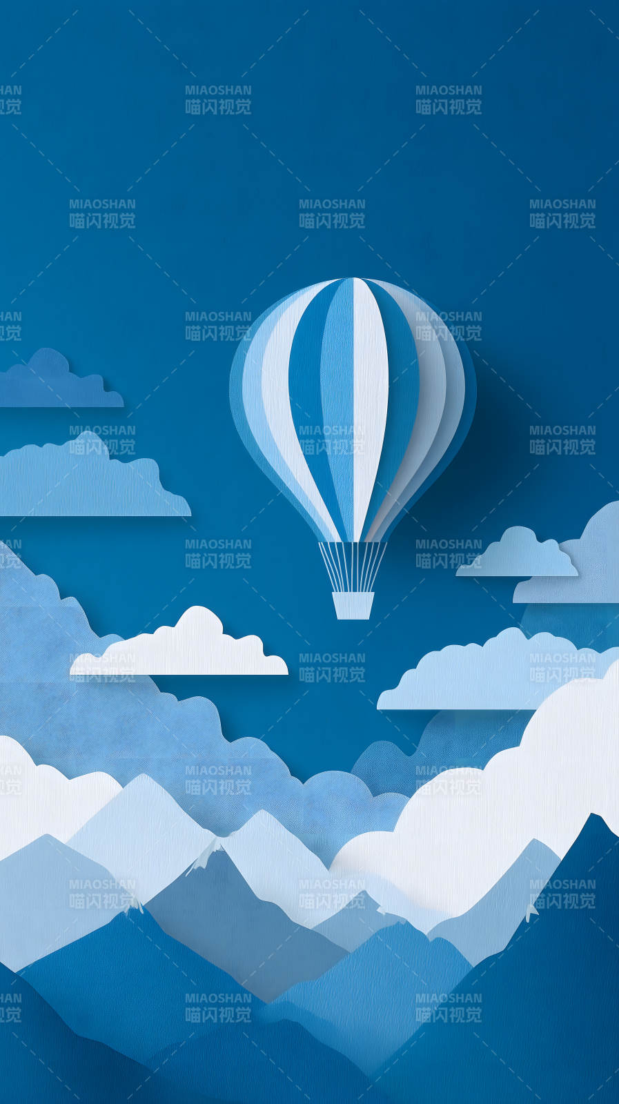 蓝天白云热气球图片