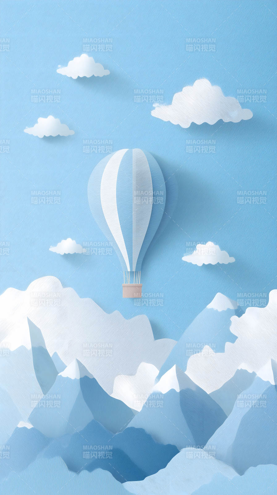 蓝天白云热气球飞翔图片
