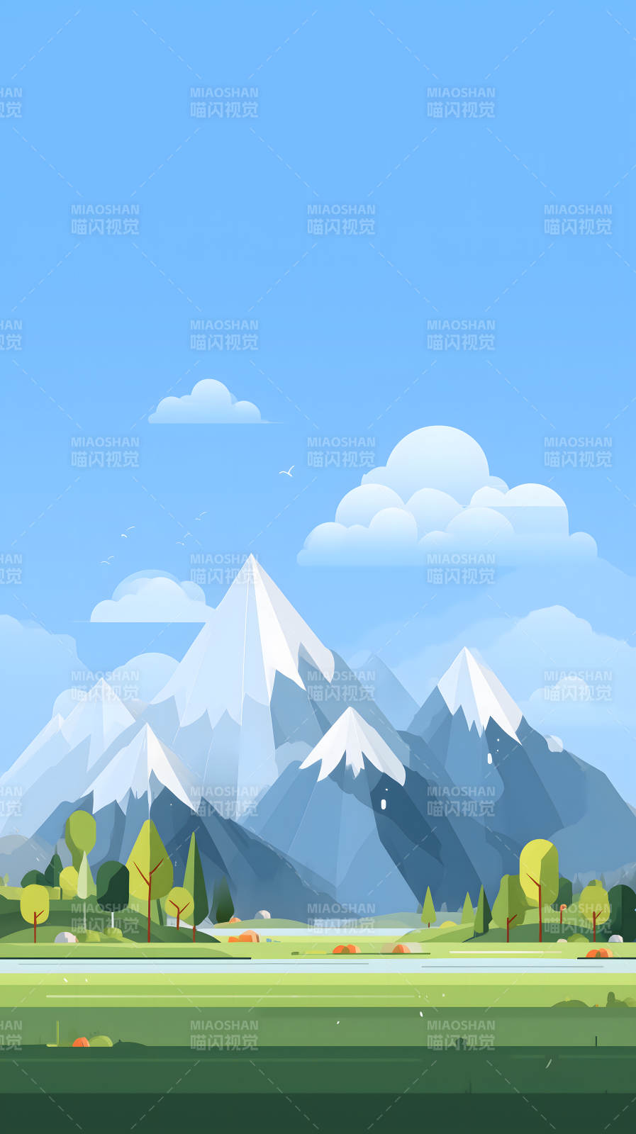 山川美景蓝天白云图片