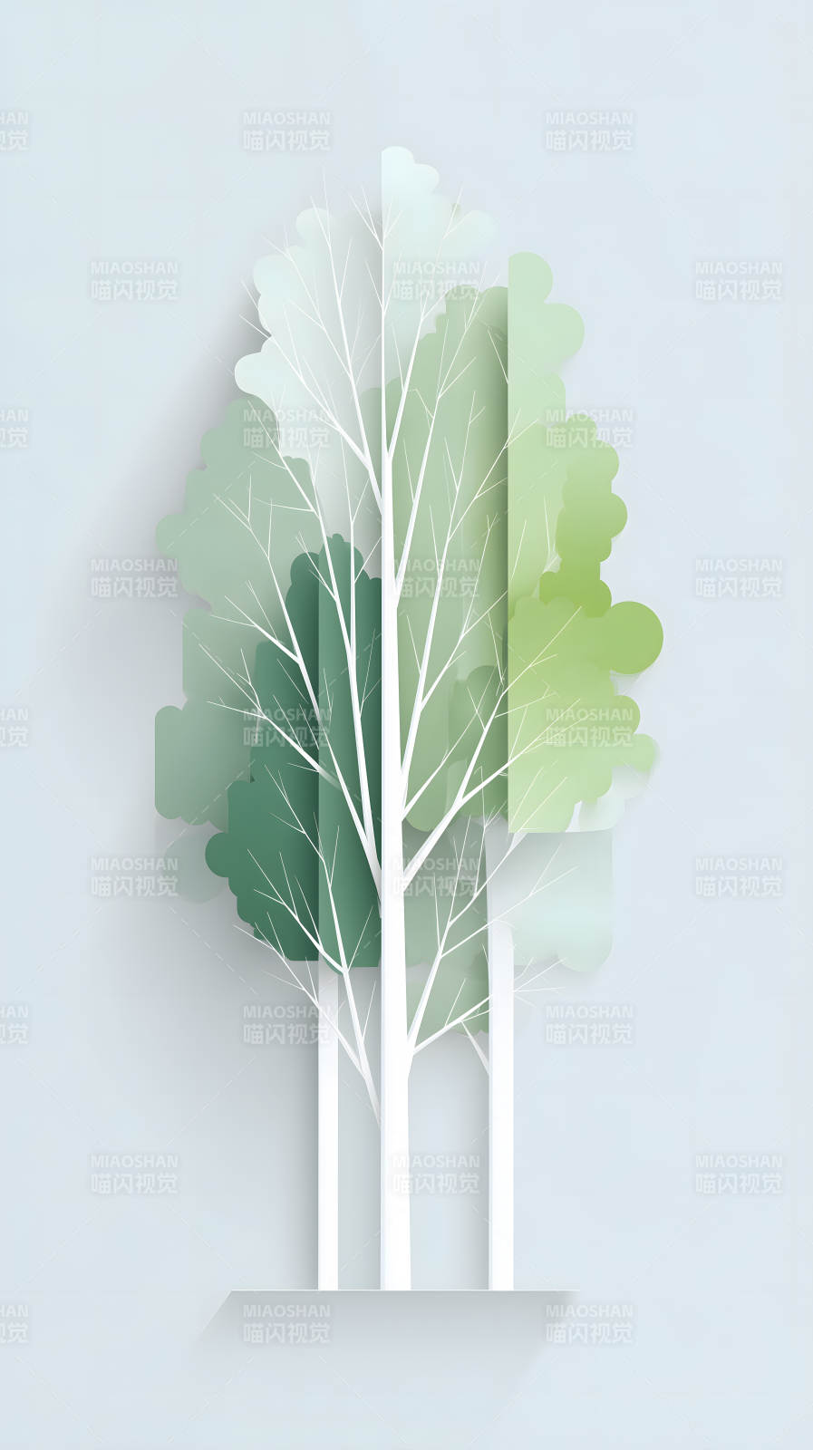 绿意盎然的纸雕树图片