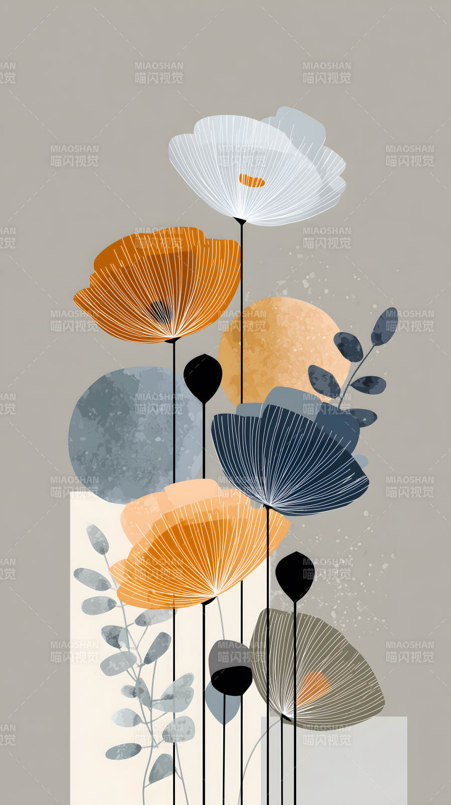 抽象花卉图案设计作品图片