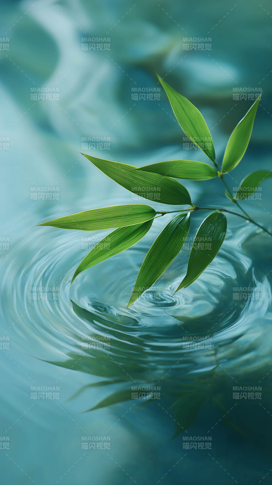 竹叶水波意境图图片