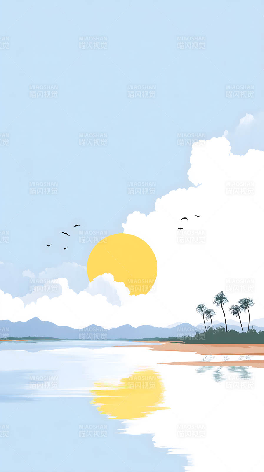 海滩夕阳美景图片