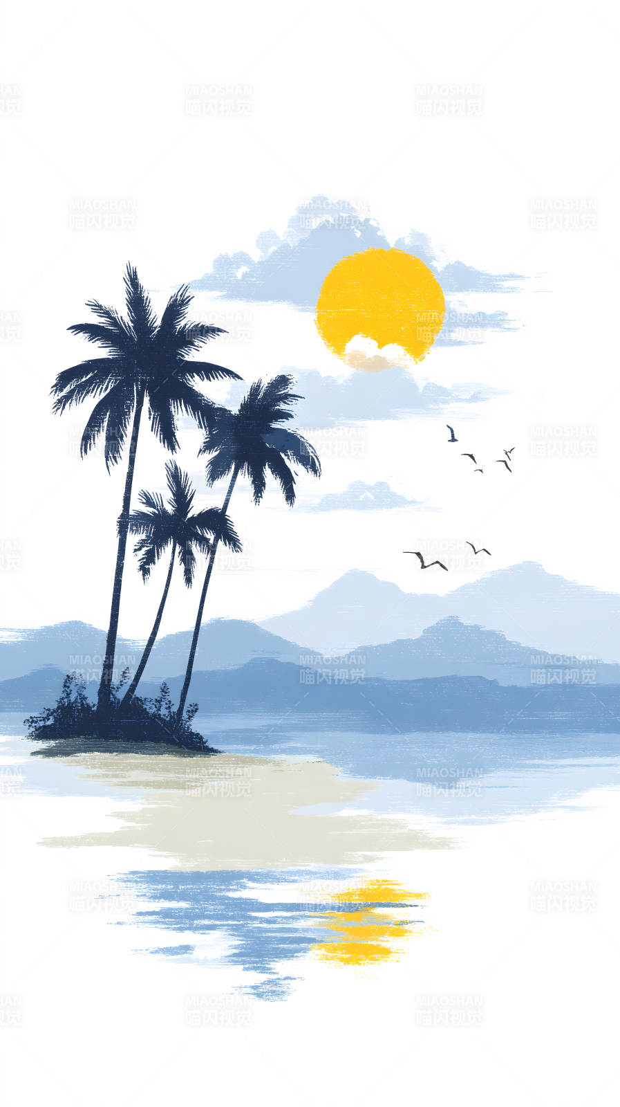 海滩夕阳景色唯美图片