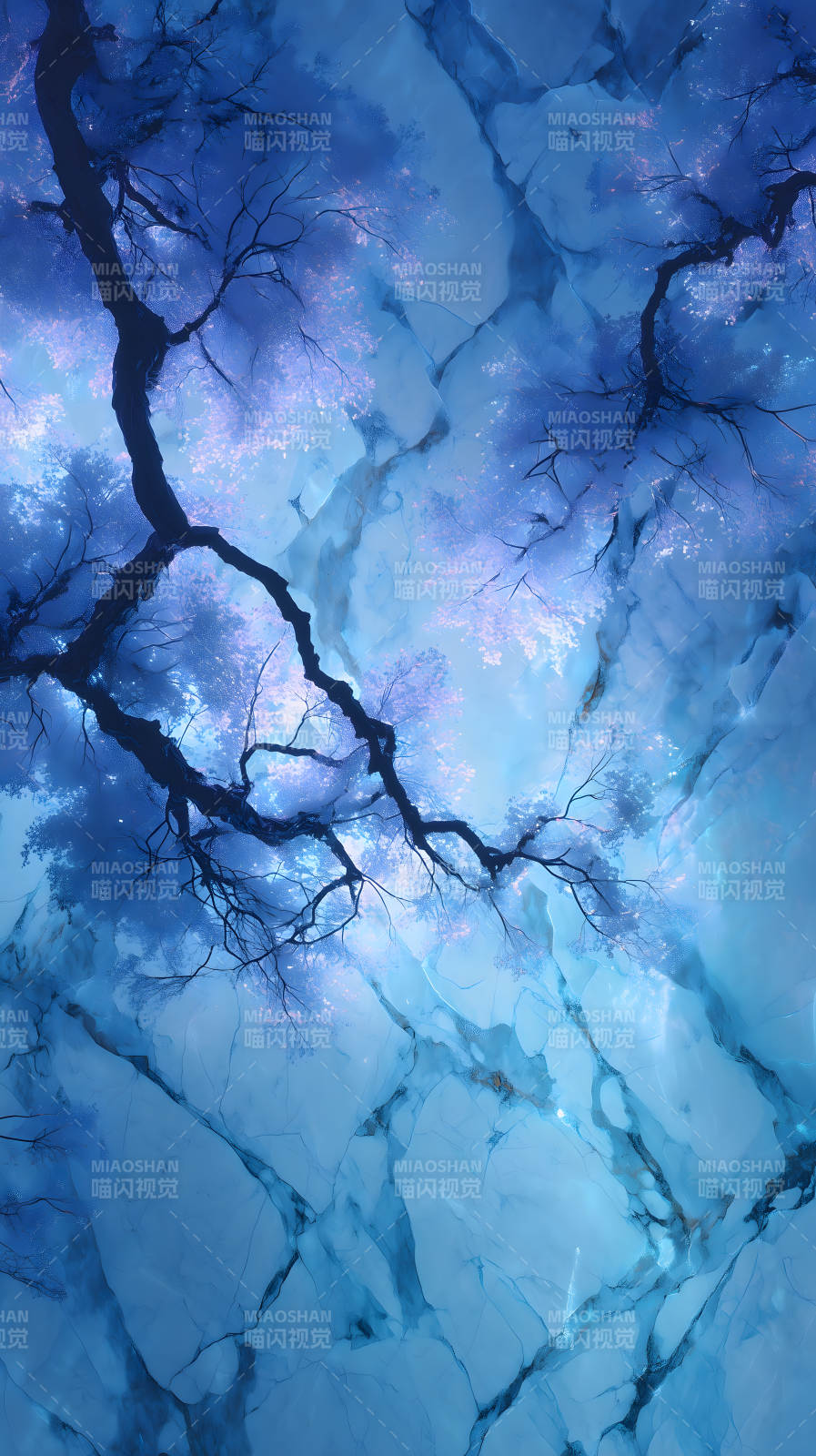 蓝调树影梦境图片