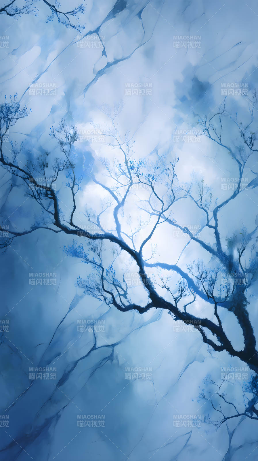 蓝调树影梦境图片