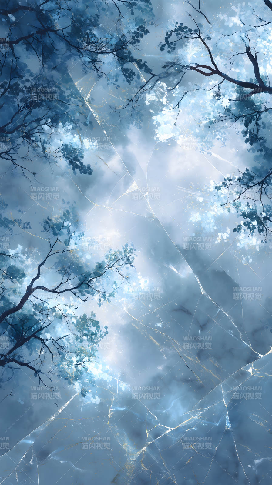 树木天空梦幻意境图片