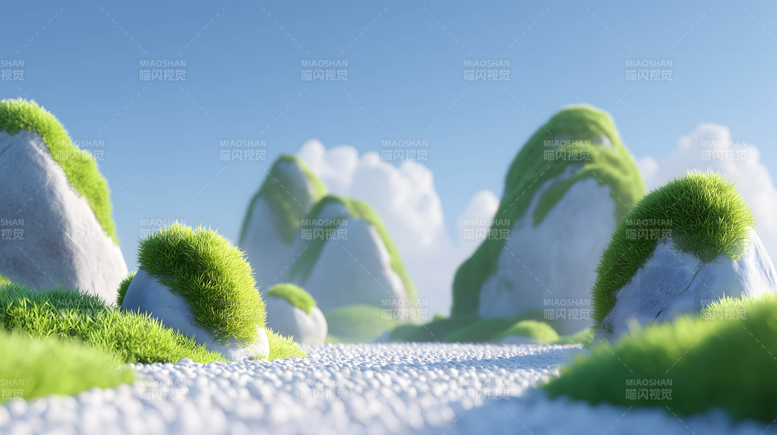 卡通山丘风景图片