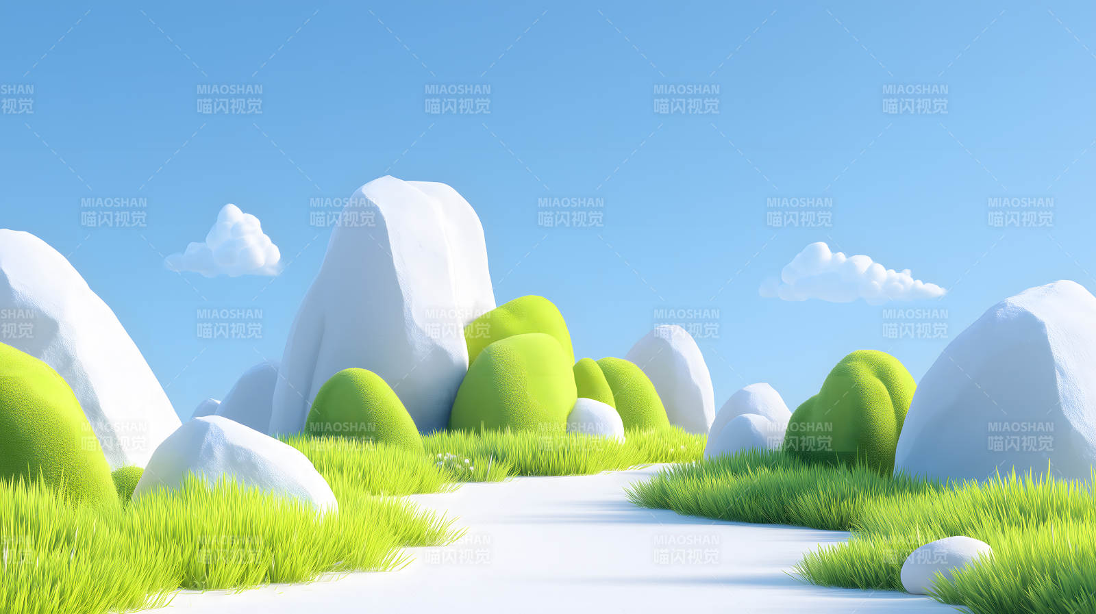 卡通风景画清新自然图片