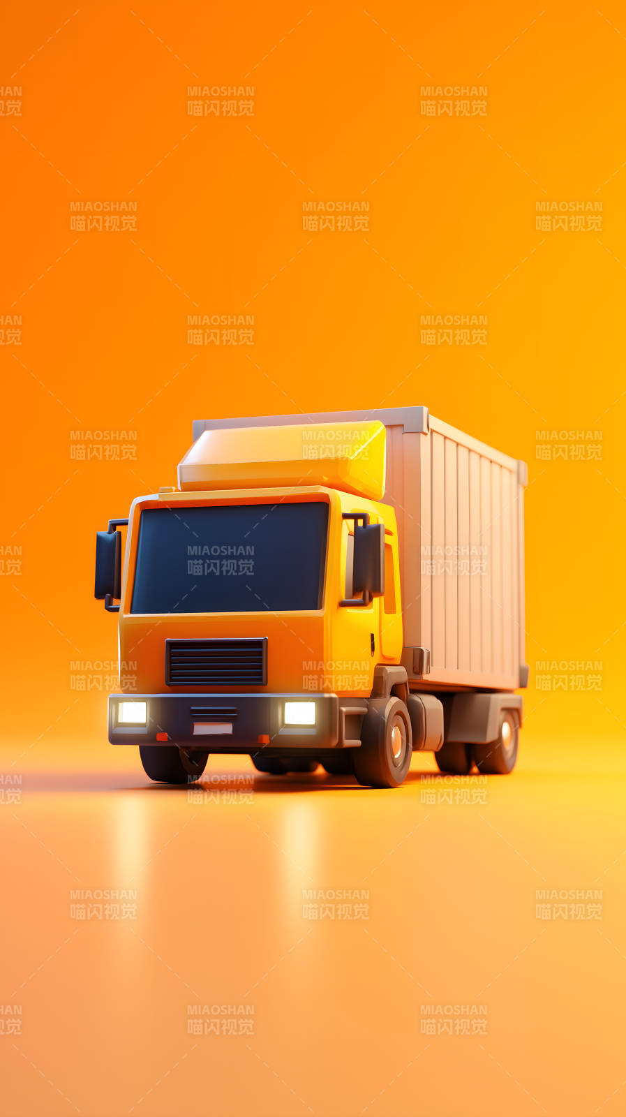 卡通货车橙色背景图片
