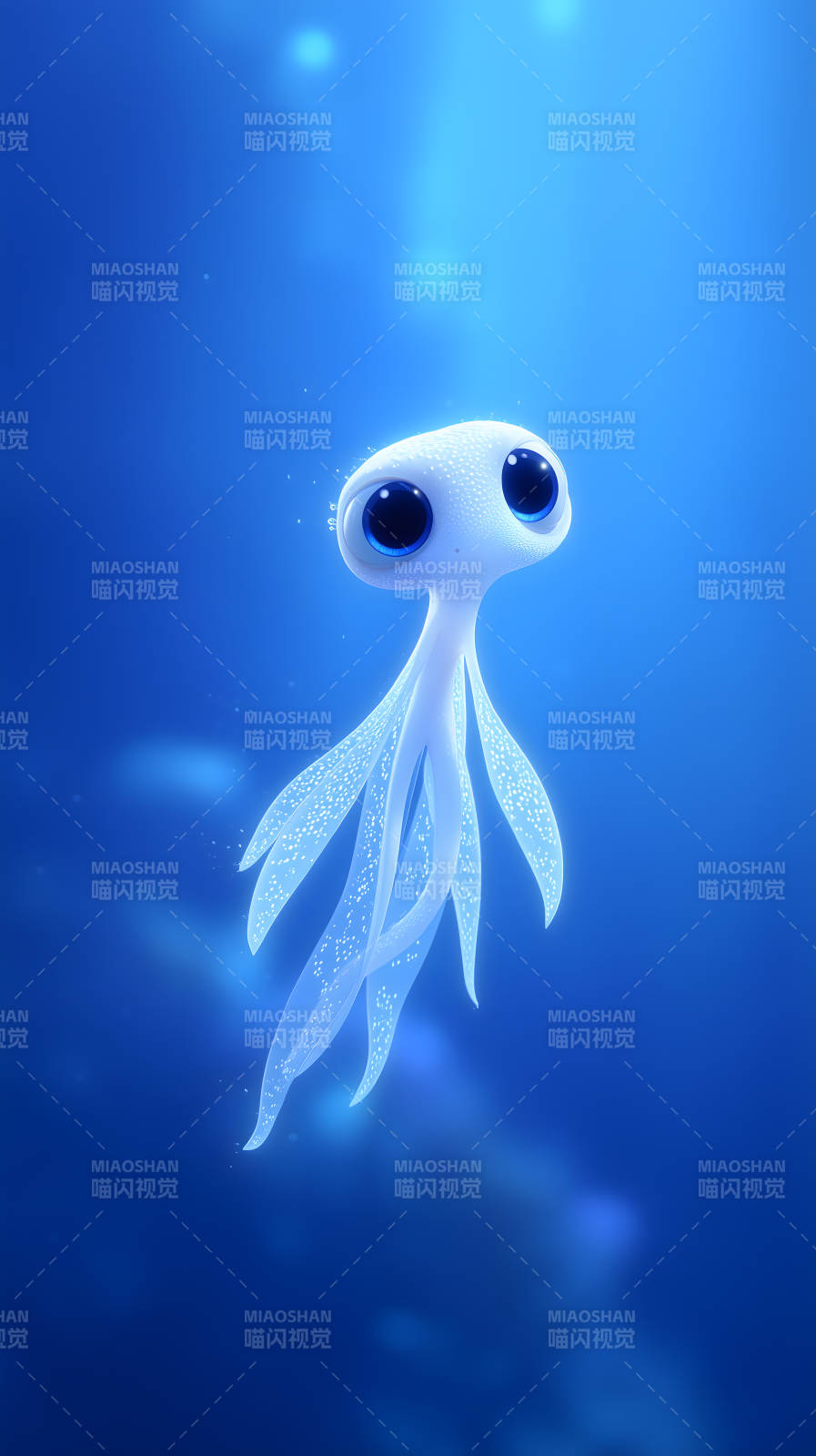 蓝色水母可爱生物深海图片