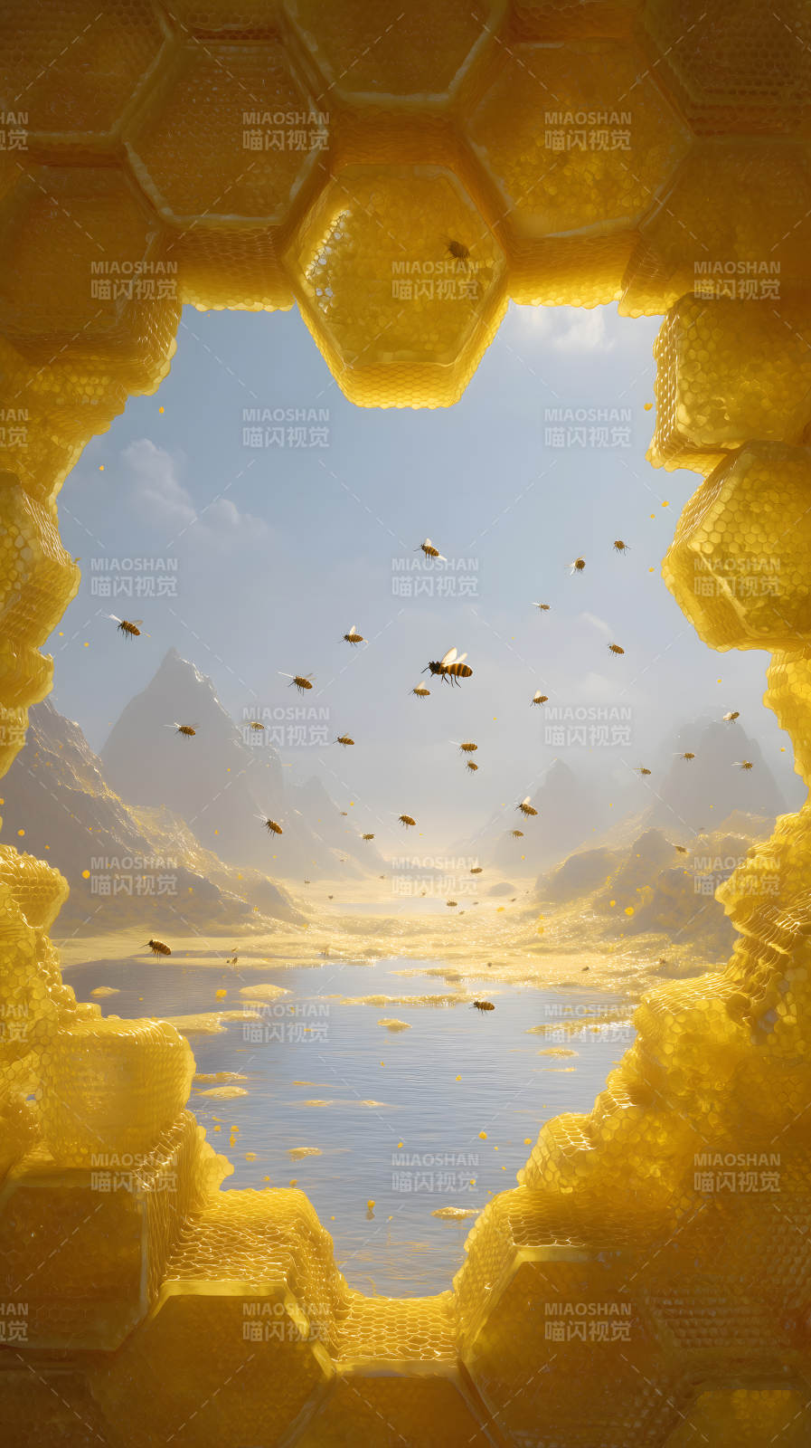 蜂巢世界群蜂飞舞图片