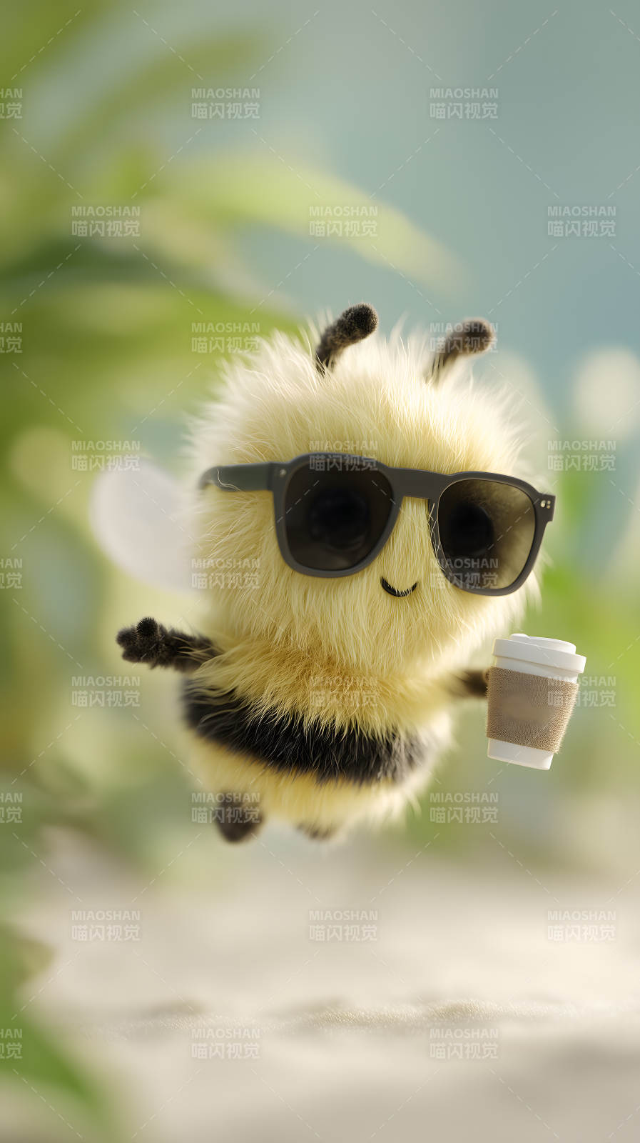 戴墨镜的可爱小蜜蜂图片