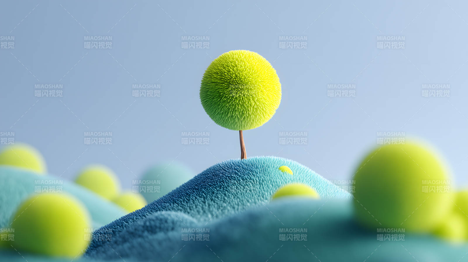 绿色星球上的毛茸茸树图片