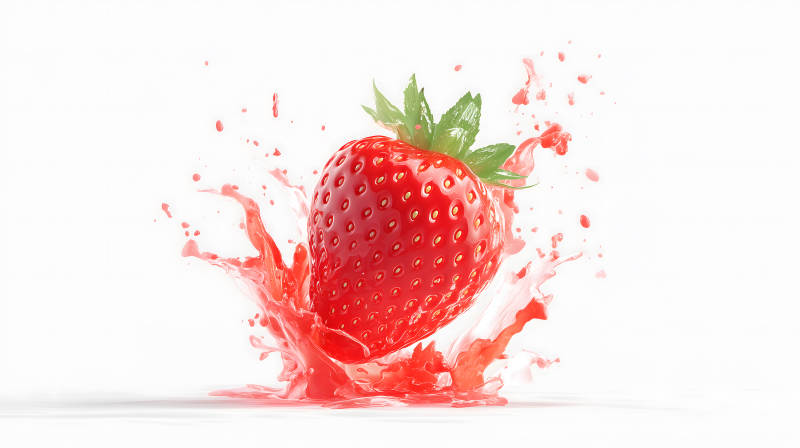 草莓飞溅果汁特效图片