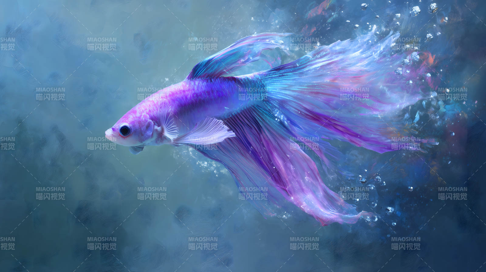 紫色鱼儿水中游动图片