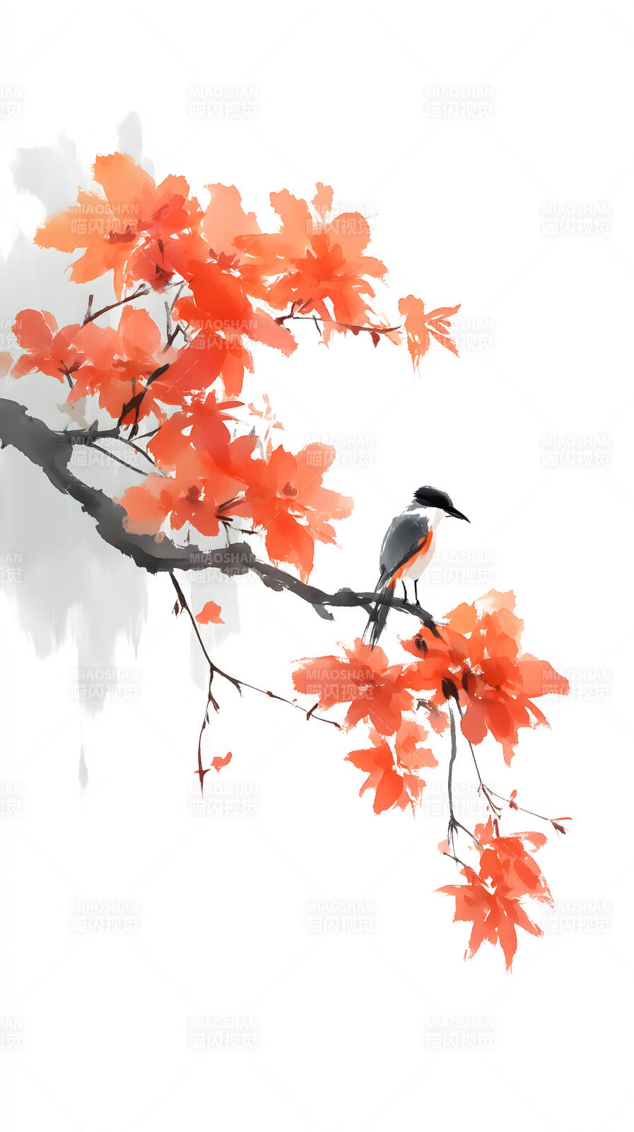 鸟儿枝头赏秋色图片