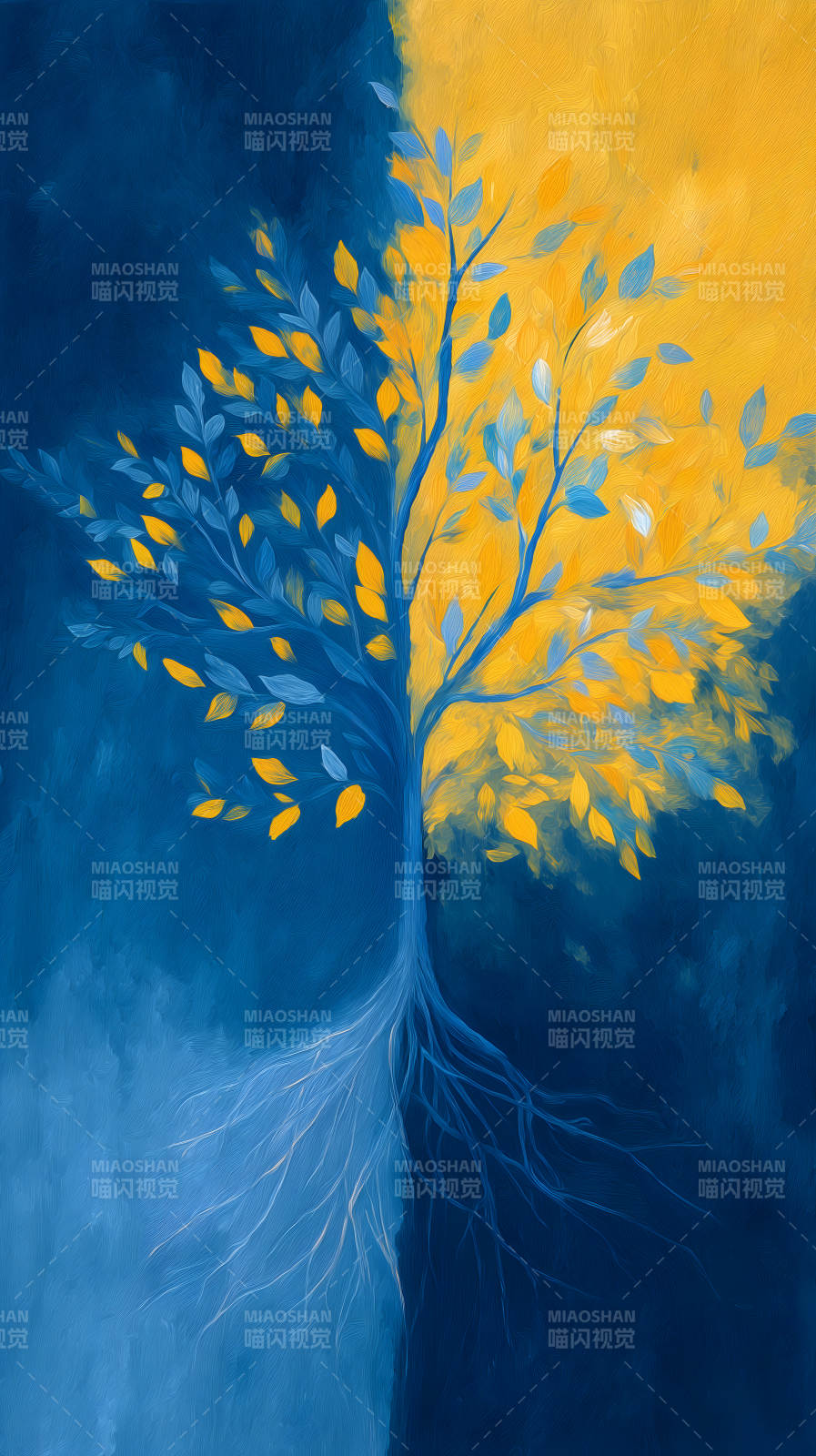 蓝黄树生命之树图片