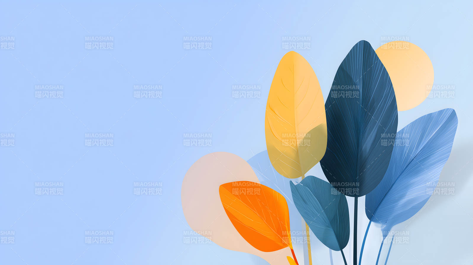 多彩叶片背景简约图片