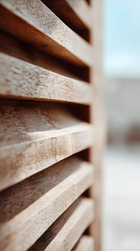 木质百叶窗特写图片