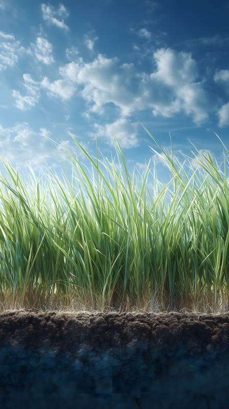 青草蓝天下的景象图片